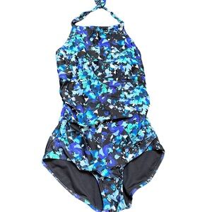 SPEEDO‎ Halter Floral One Piece Swimsuit Medium
